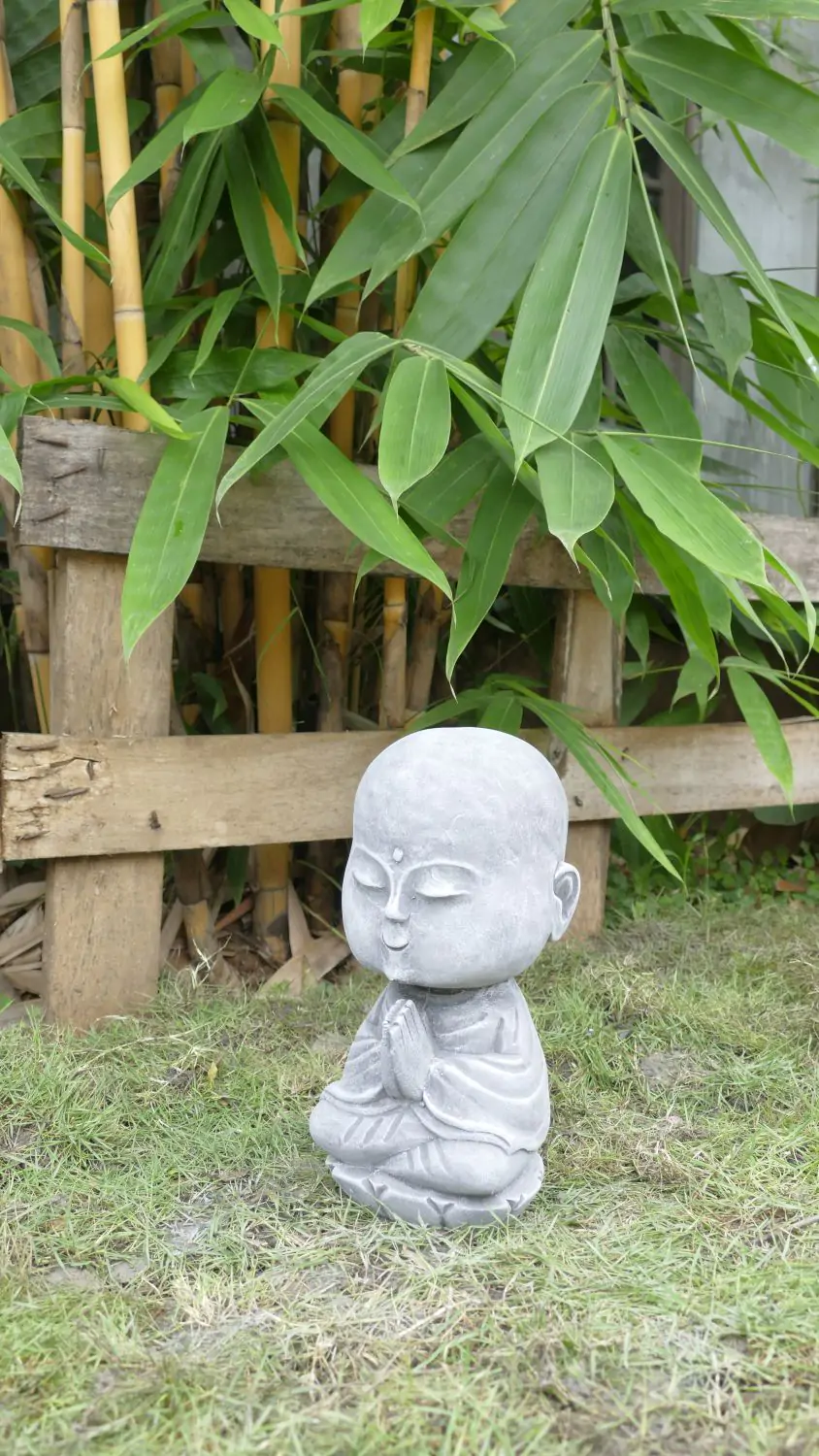  Product image 3 of the product “Ishaan - Sitting Monk Big Head, 29.5cm Height | cast stone ”